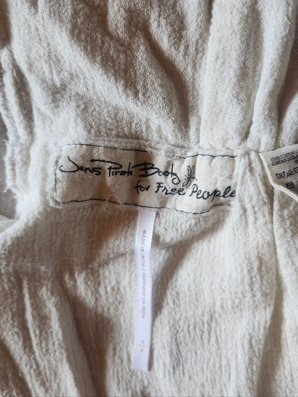 Jen's Pirate Booty For Free People Off White Wrap Tie Crop Top Puff Sleeves S